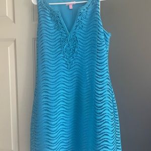 Lilly Pulitzer Lace Dress size L ocean blue. Only worn once.